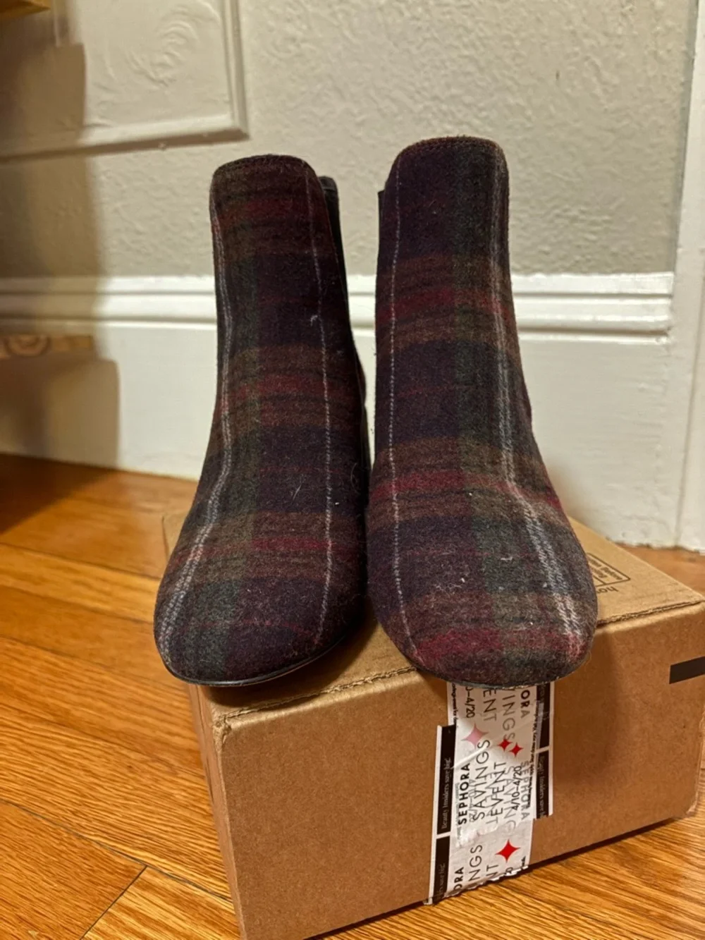 Coach Women's Burgundy Plaid Chelsea Ankle Boots - Picture 2 of 4